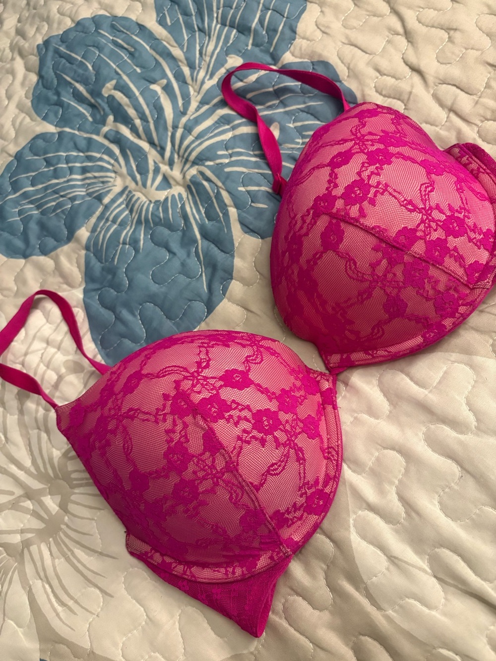 Victoria's Secret Hot Pink Lace Push-Up Bra